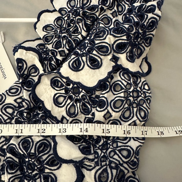 NWT VINEYARD VINES KENTUCKY DERBY EYELET MAXI DRESS SIZE 8 DEEP BAY NAVY WHITE - Picture 13 of 15